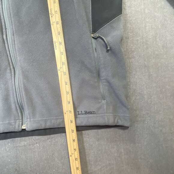 L.L. Bean Mens Gray Fleece Jacket L Reg Full Zip Outerwear With Black Accents - Picture 15 of 16
